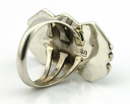Navajo Ring .925 Silver Natural Aqua Turquoise Artist Signed S C.80's