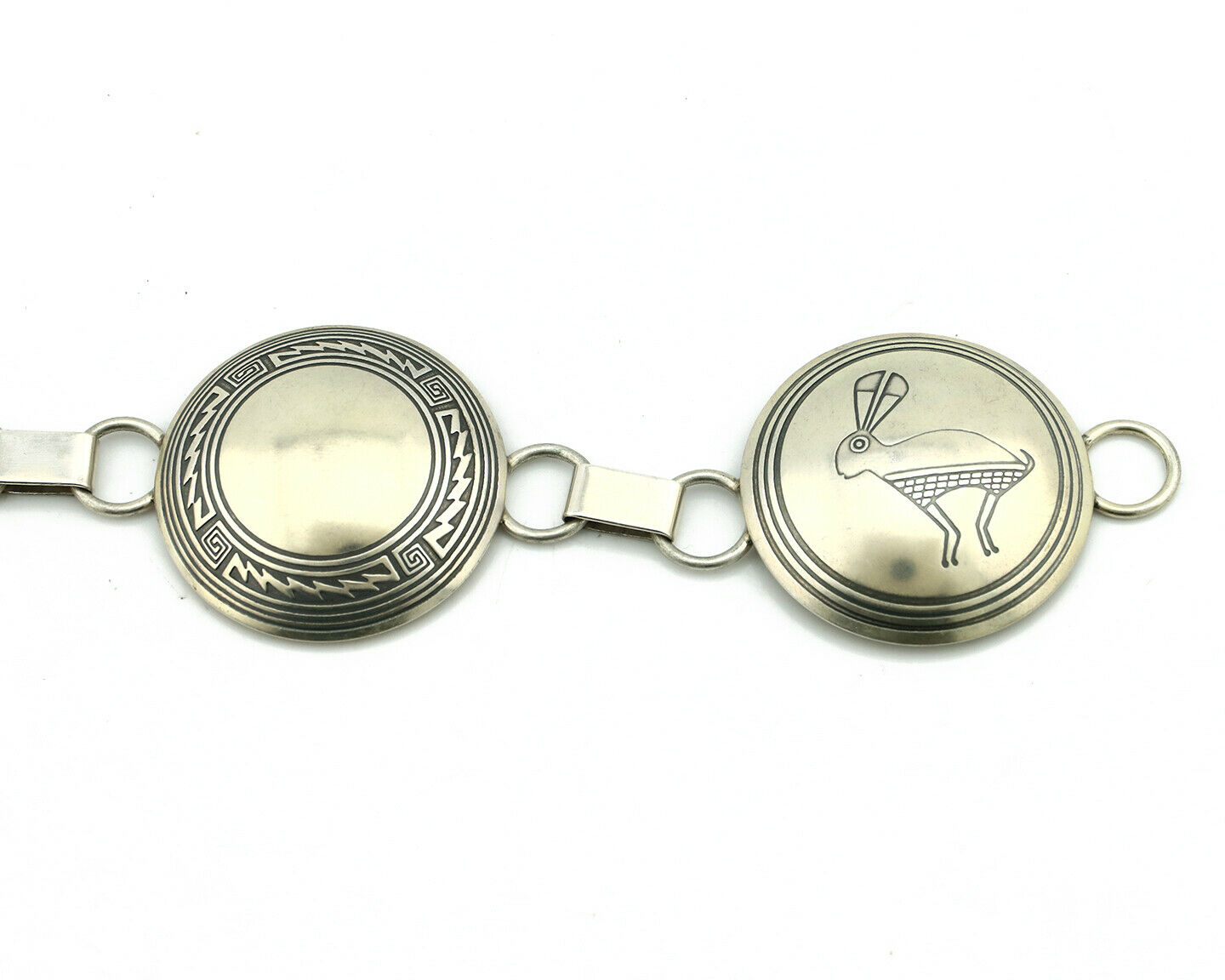 Navajo Concho Belt .925 Silver Pictograph Animal Native American C.80's