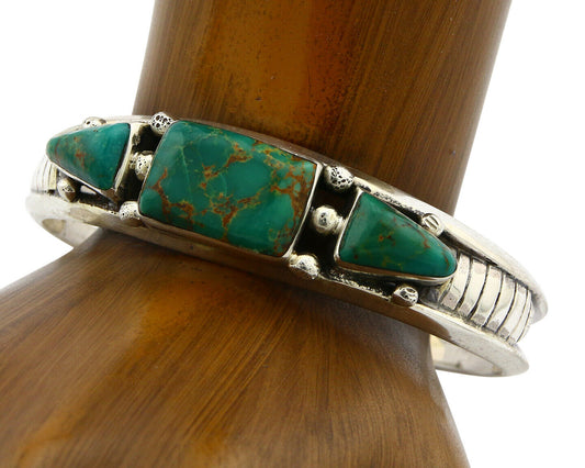 Navajo Turquoise Bracelet .925 Silver Signed Artist CR C.80's