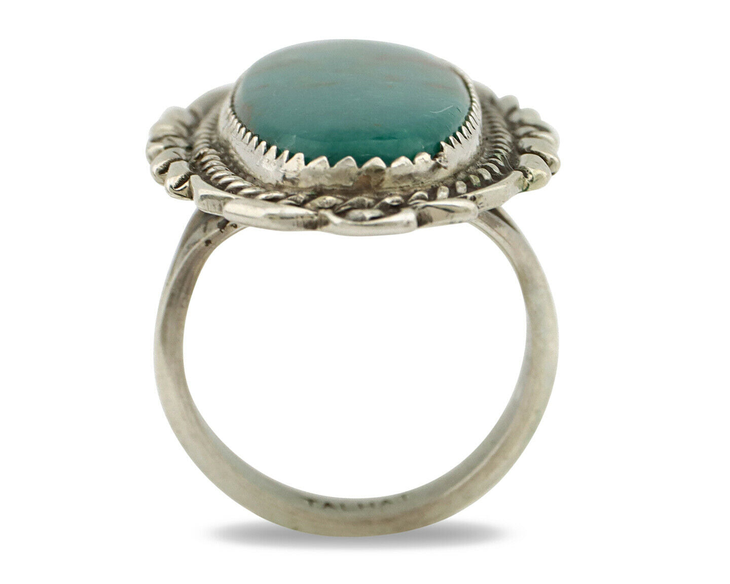 Navajo Ring .925 Silver Arizona Turquoise Artist Signed Talhat C.80's