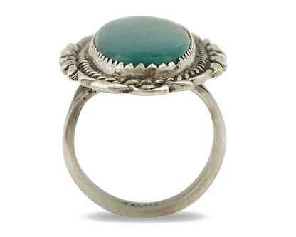 Navajo Ring .925 Silver Arizona Turquoise Artist Signed Talhat C.80's