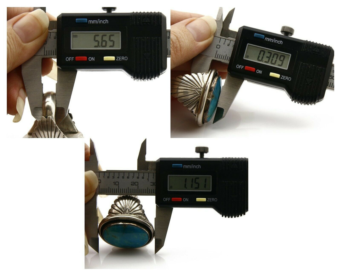 Navajo Kingman Turquoise Ring .925 Silver Artist Signed Doug Zachary C.80's