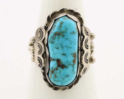 Navajo Ring 925 Silver Blue Gem Turquoise Artist Signed Tony Guerro C.80's