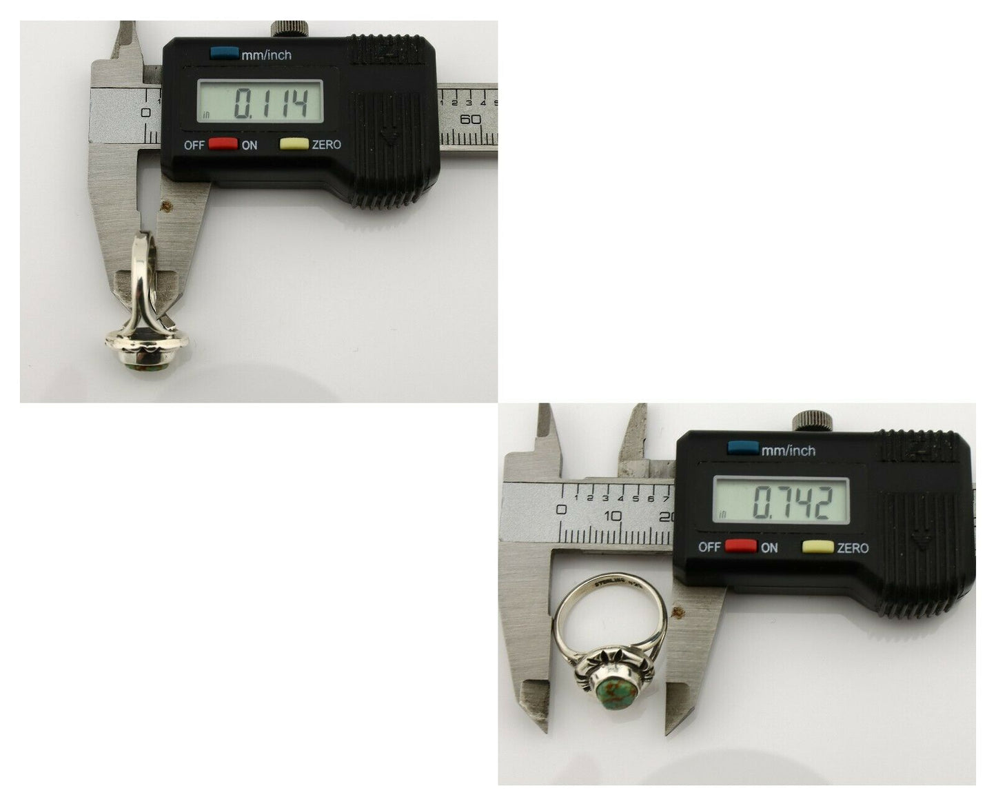 Navajo Ring .925 Silver Kingman Turquoise Artist Signed Gecko C.90's