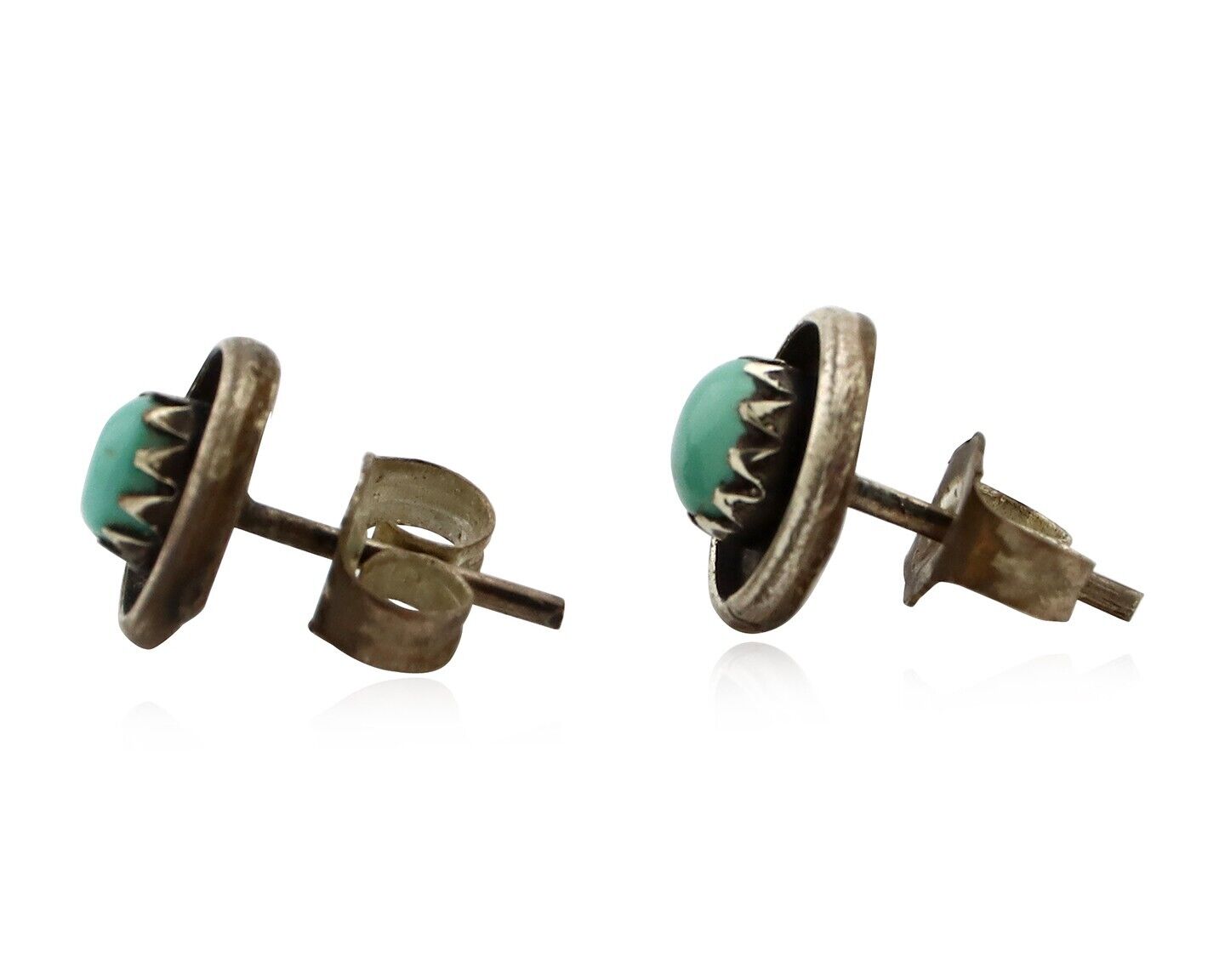 Zuni Earrings 925 Silver Natural Kingman Turquoise Native American Artist C.80's