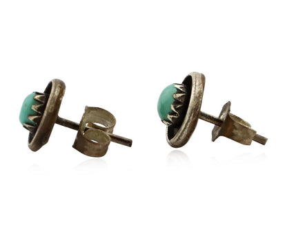 Zuni Earrings 925 Silver Natural Kingman Turquoise Native American Artist C.80's