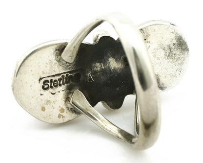 Navajo Ring .925 Silver Red Coral & Blue Turquoise Native Artist C.80's