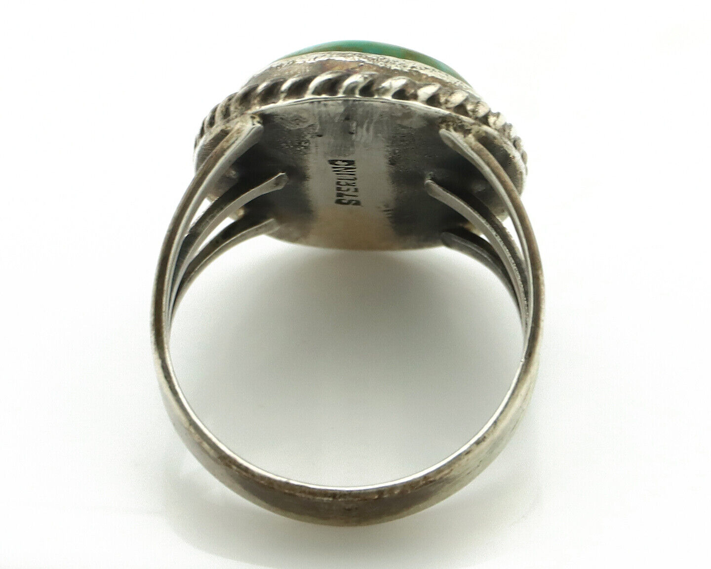 Navajo Ring 925 Silver Turq Mtn Turquoise Native American Artist C.80's