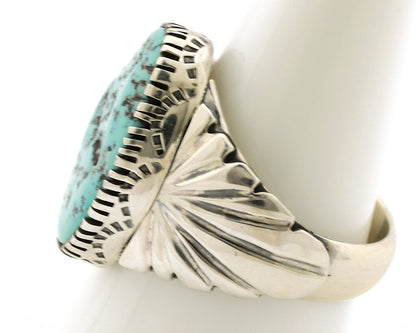 Navajo Ring .925 Silver Sleeping Beauty Turquoise Artist Signed DK C.80's