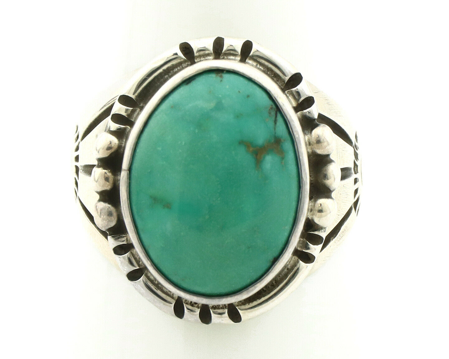 Navajo Ring .925 Silver Blue Green Southwest Turquoise Native Artist C.80's