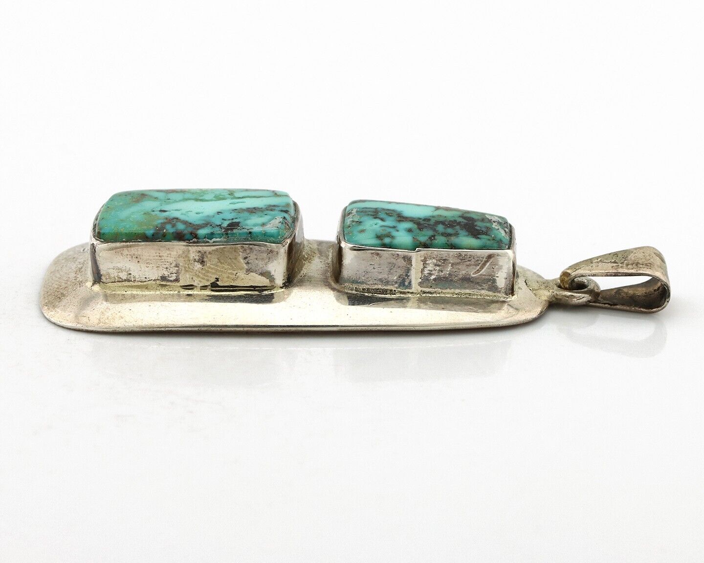 Navajo Necklace 925 Silver Blue Diamond Turquoise Signed C Montoya C.80's