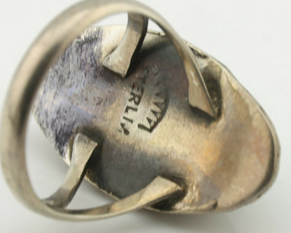 Navajo Ring .925 Silver Natural Turquoise Artist Signed Native American C.80's