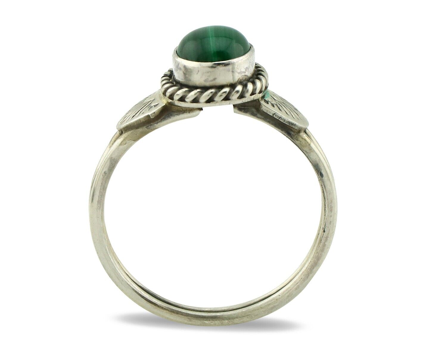 Navajo Ring 925 Silver Natural Mined Malachite Native American Artist C.80's