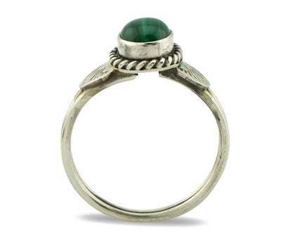 Navajo Ring 925 Silver Natural Mined Malachite Native American Artist C.80's