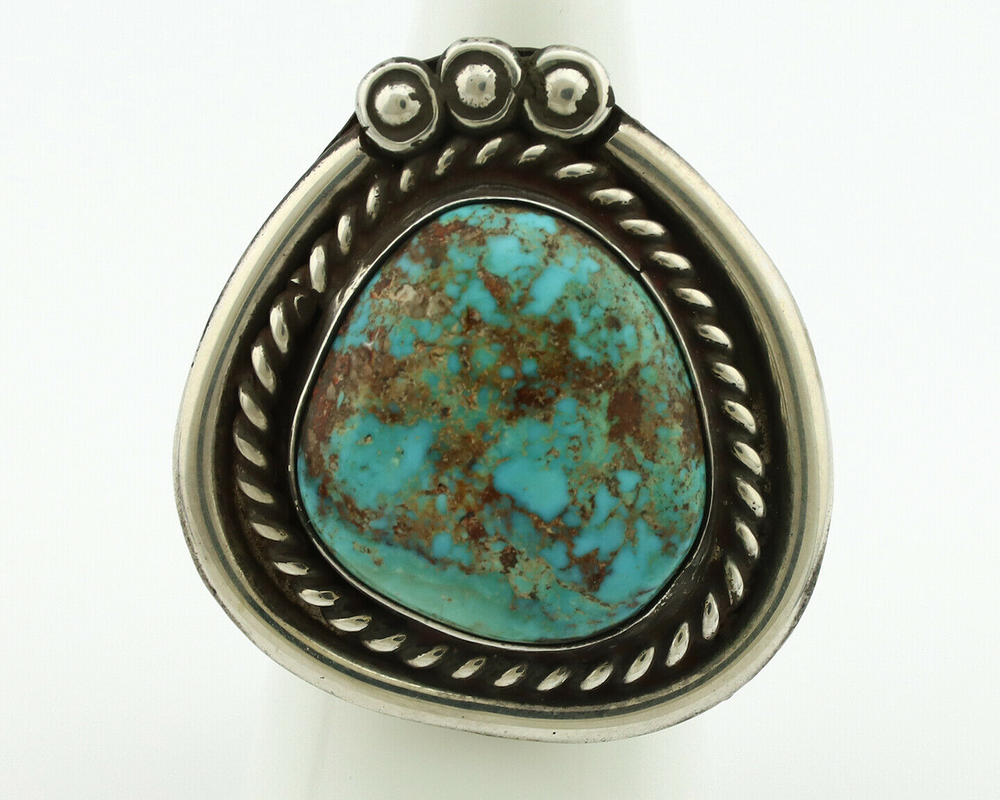 Navajo Ring .925 Silver Bisbee Turquoise Native American Artist C.80's