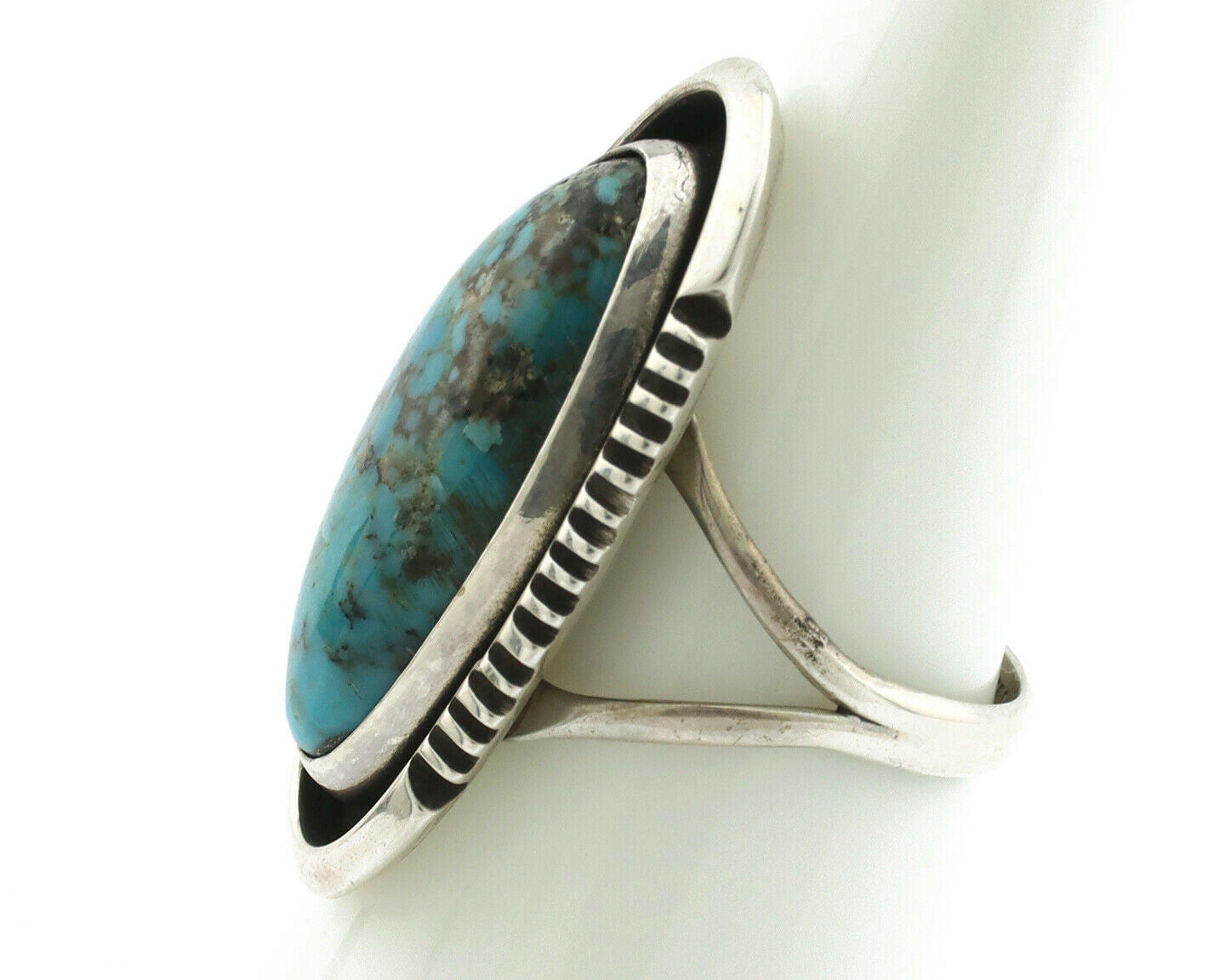 Navajo Ring .925 Silver Blue Turquoise Native American Artist Handmade C.80's