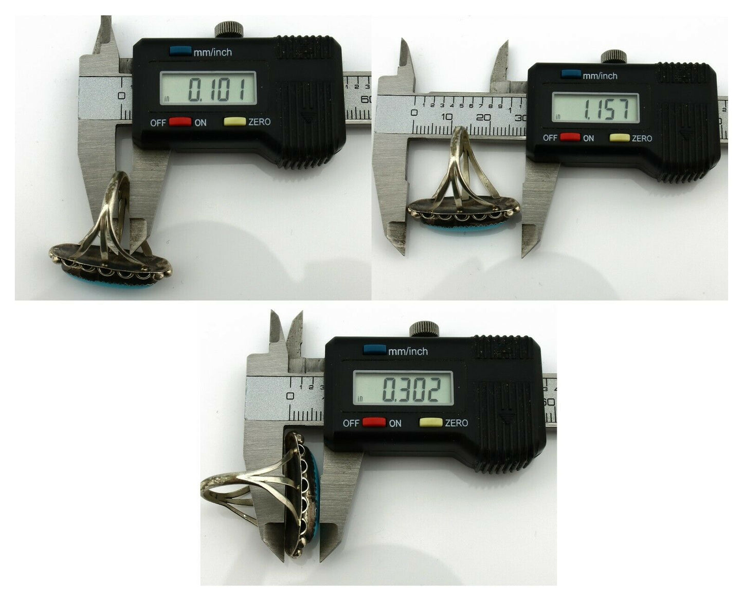 Navajo Ring .925 Silver Natural Blue Turquoise Artist Signed SC C.80's