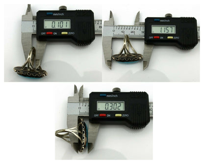 Navajo Ring .925 Silver Natural Blue Turquoise Artist Signed SC C.80's