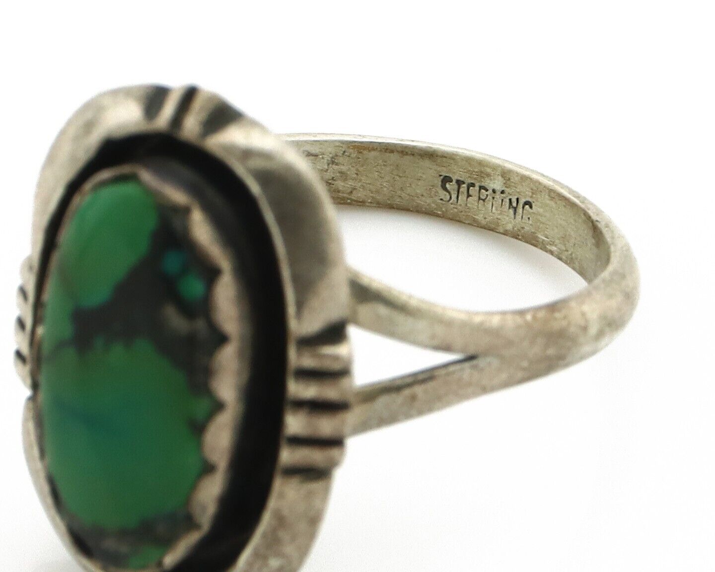 Navajo Ring 925 Silver Natural Aqua Turquoise Native American Artist C.80's