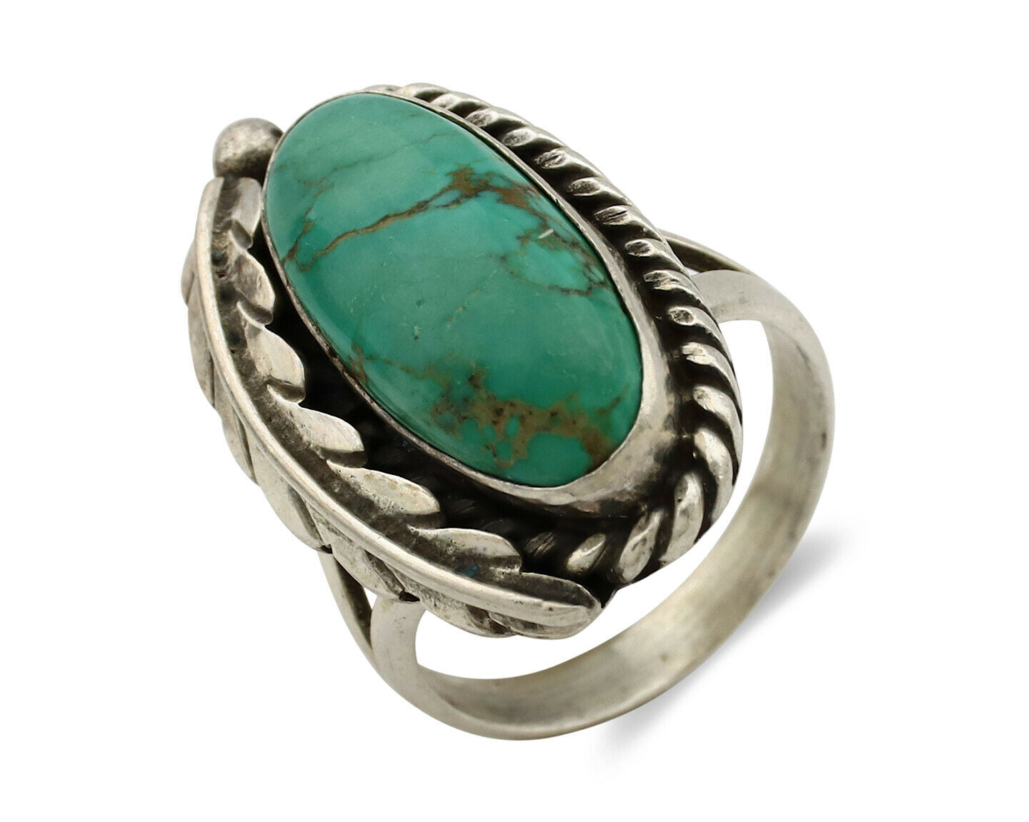 Navajo Ring .925 Silver Arizona Turquoise Signed Apache Manufacturing C80s