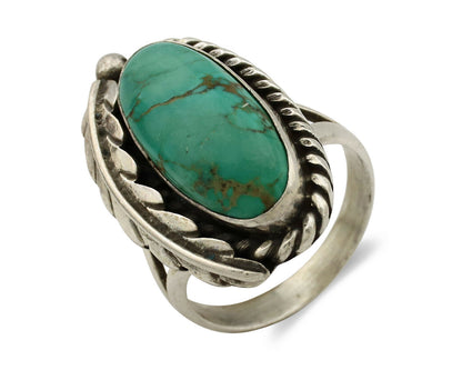 Navajo Ring .925 Silver Arizona Turquoise Signed Apache Manufacturing C80s