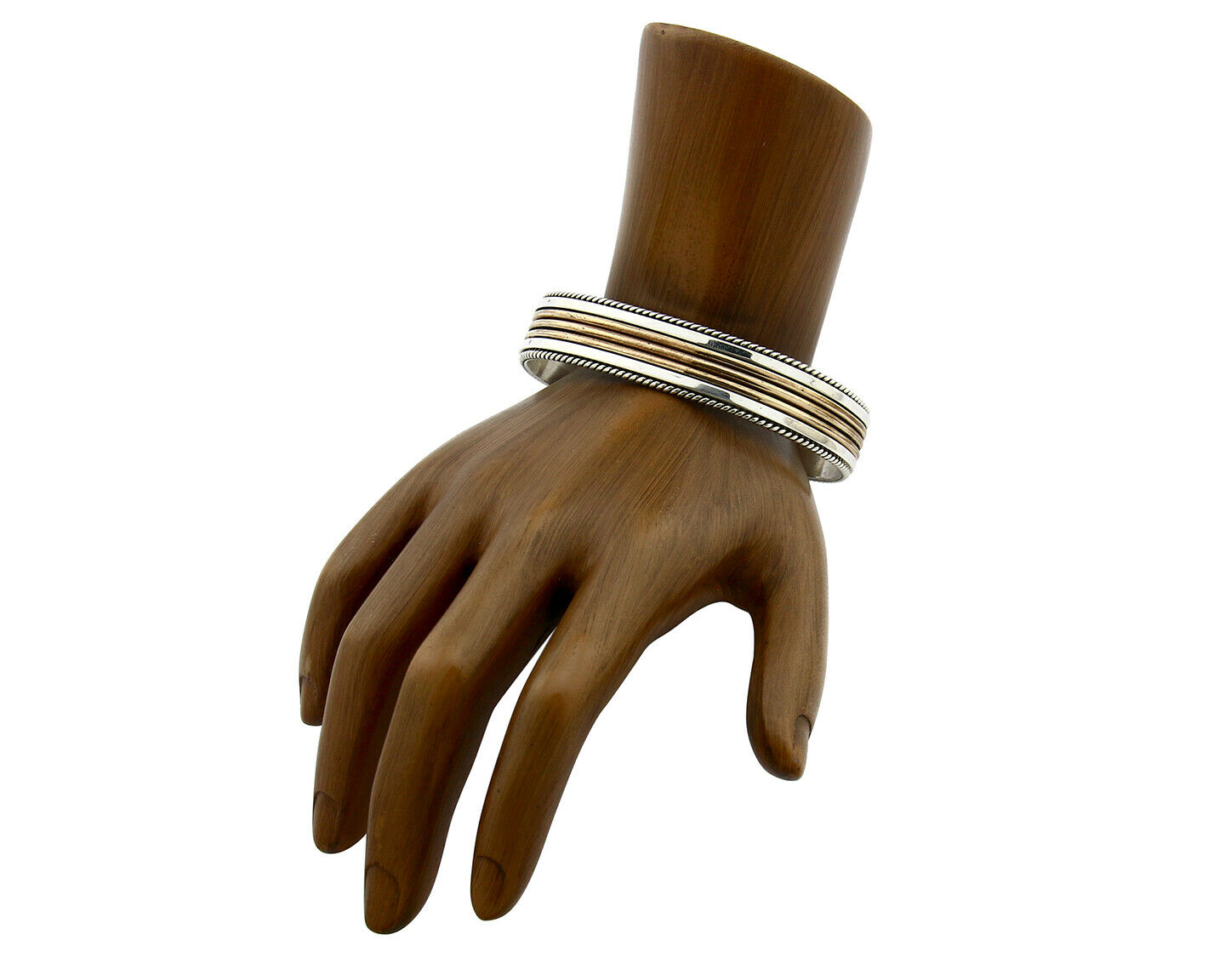 Navajo Bracelet SOLID .925 Silver & 12K Gold Filled Signed Artist TAHE C1980's