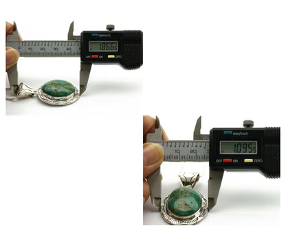 Navajo Kingman Turquoise Pendant .925 Silver Artist Signed JP C.80's