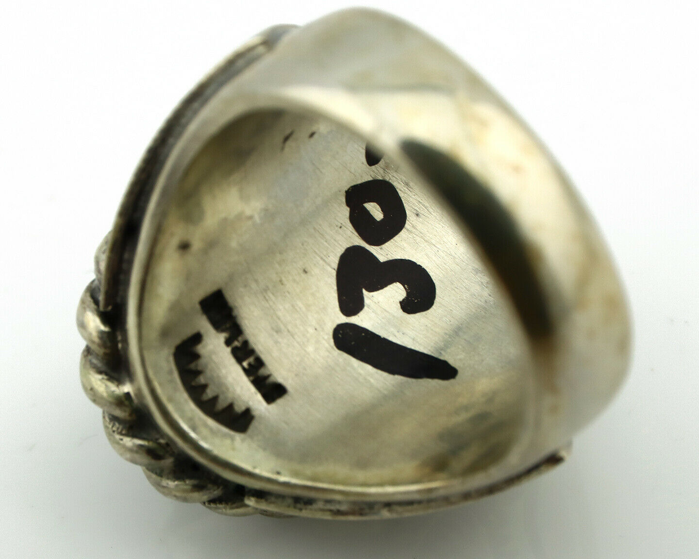 Navajo Ring .925 Silver Onyx Artist Signed Apache Manufacturing C.80's