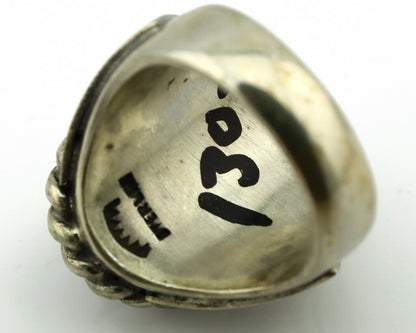 Navajo Ring .925 Silver Onyx Artist Signed Apache Manufacturing C.80's