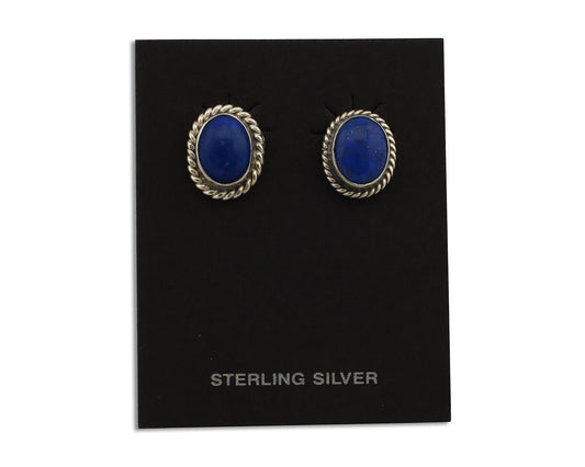 Navajo Earrings 925 Silver Natural Mined Lapis Native American Artist C80s
