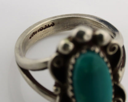 Navajo Ring .925 Silver Natural Turquoise Native American Artist C.1980's