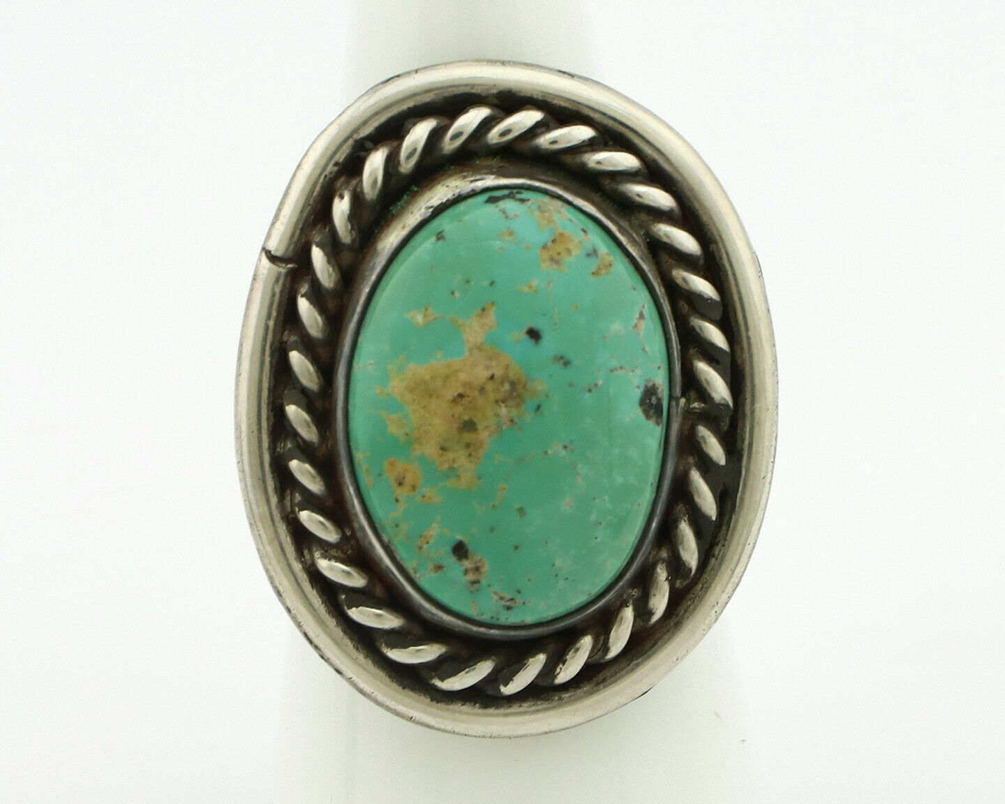 Navajo Ring .925 Silver Aqua Turquoise Native American Artist C.80's