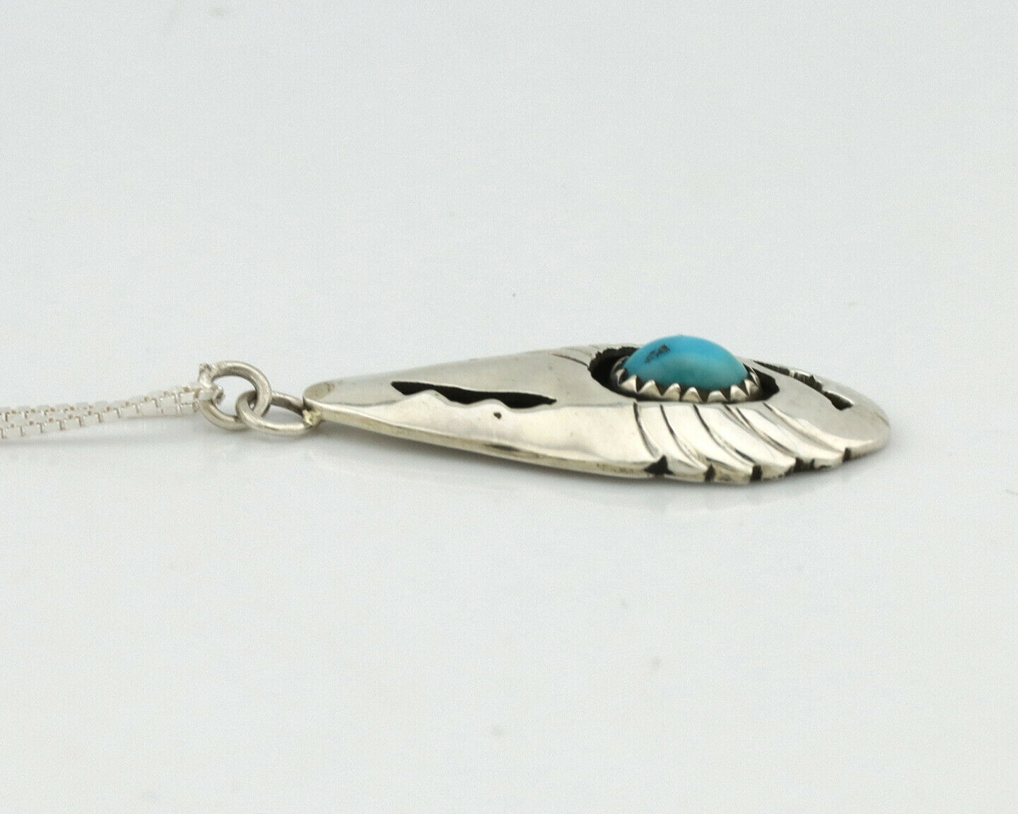 Navajo Pendant .925 Silver Blue Turquoise Native American C.80's