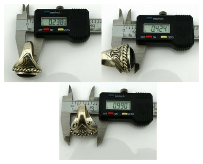 Navajo Ring .925 Silver Onyx Artist Signed Apache Manufacturing C.80's