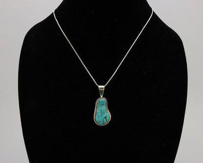 Navajo Necklace .925 Silver Fox Mine Turquoise Signed Doug Zachary C.1980's