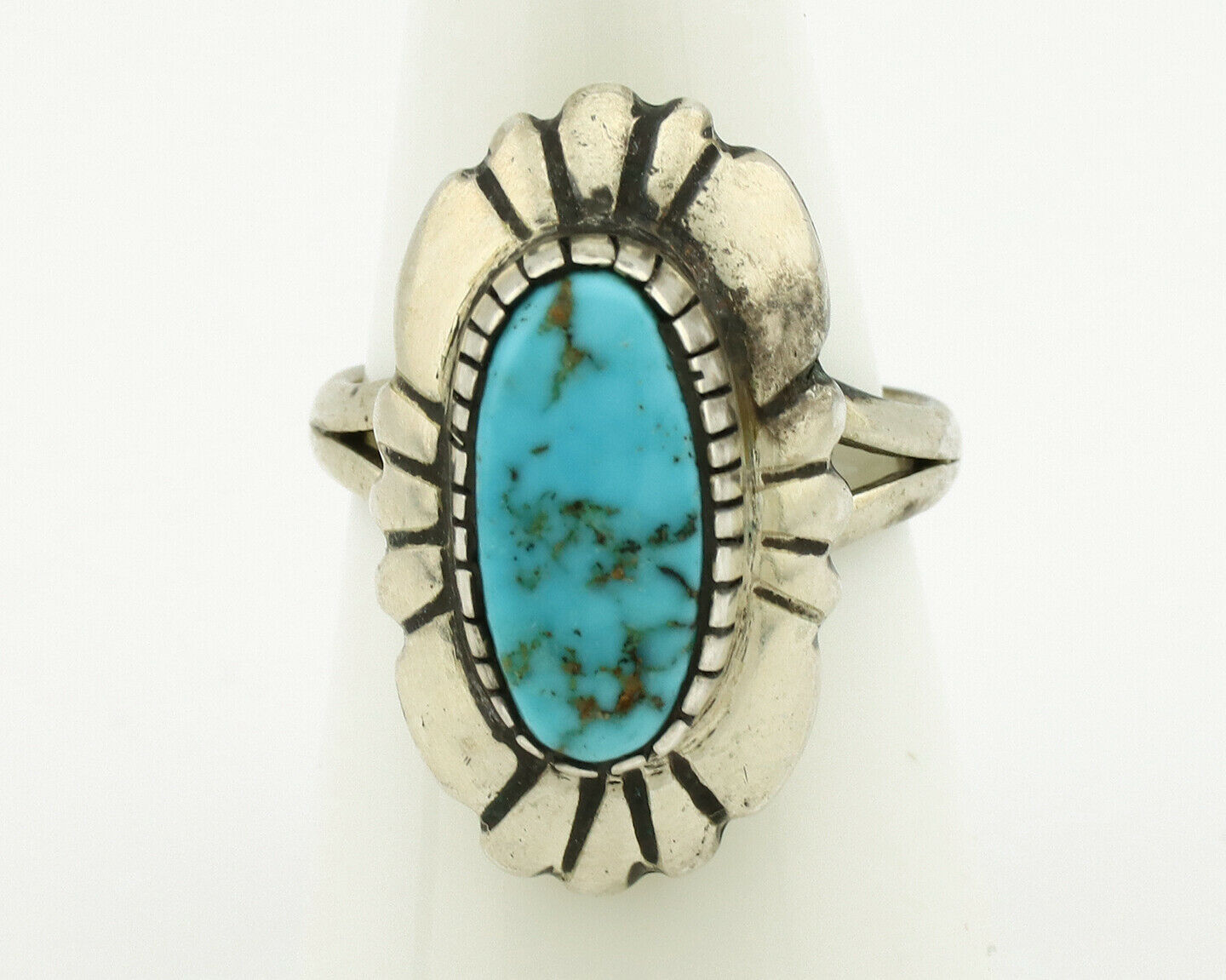 Navajo Ring .925 Silver Arizona Turquoise Signed M Montoya C.80's