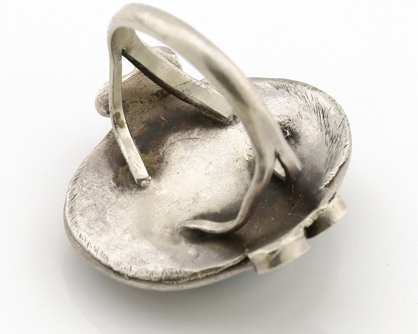 Navajo Ring .925 Silver Blue Gem Turquoise Native American Artist C.1980's