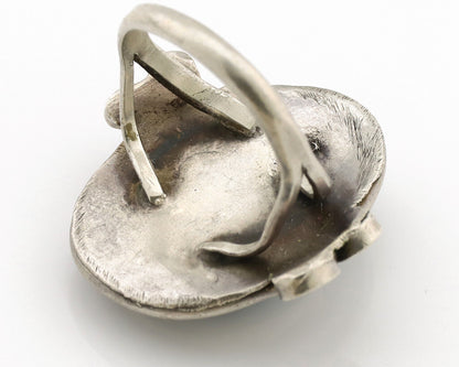 Navajo Ring .925 Silver Blue Gem Turquoise Native American Artist C.1980's