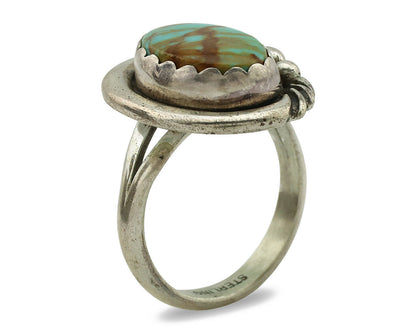 Navajo Ring .925 Silver Kingman Turquoise Native American Artist C.1980's