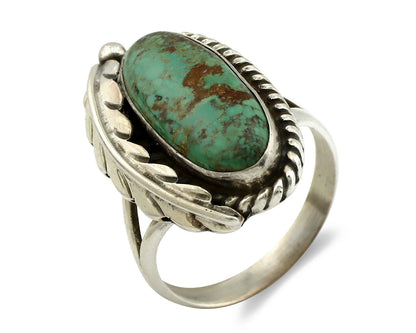 Navajo Ring .925 Silver Turquoise Mountain Signed Artist Apache C.80's