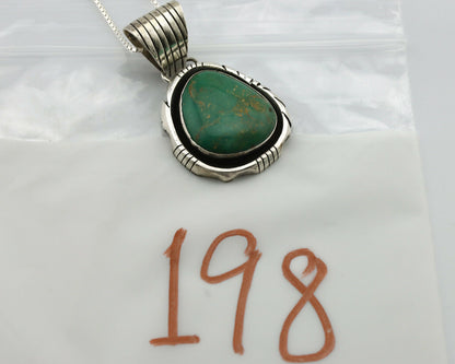 Navajo Pendant .925 Silver Manassas Turquoise Signed FT C.80's