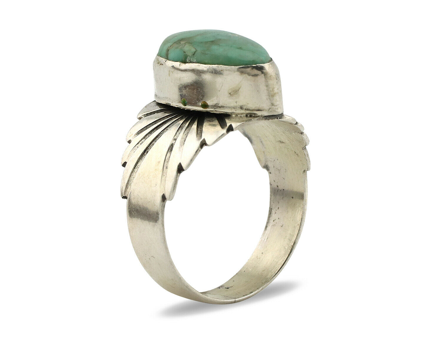 Navajo Ring .925 Silver Kingman Turquoise Artist Signed Apache C.80's