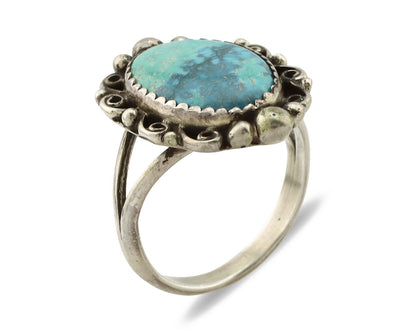 Navajo Ring .925 Silver Kingman Turquoise Artist Signed Billy Eagle C.90's