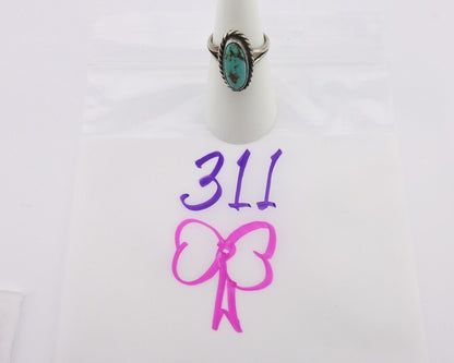 Navajo Handmade Ring 925 Silver Kingman Turquoise Native Artist C.80's