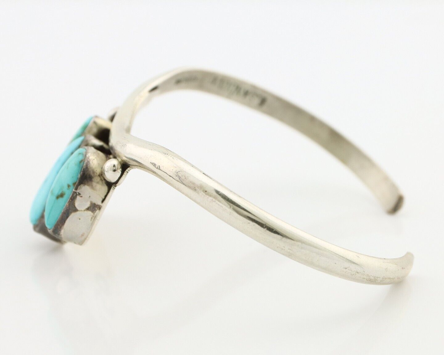 Navajo Link Bracelet .925 Silver Blue Turquoise Native American Artist C.80's