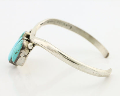 Navajo Link Bracelet .925 Silver Blue Turquoise Native American Artist C.80's