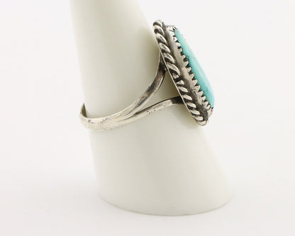 Navajo Handmade Ring 925 Silver Kingman Turquoise Artist Signed MC C.80's