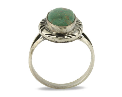 Navajo Ring .925 Silver Kingman Turquoise Native Artist Signed C.80's