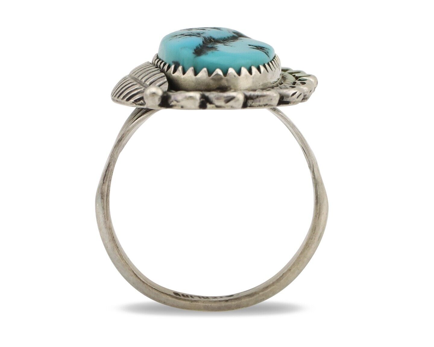 Navajo Ring .925 Silver Sleeping Beauty Turquoise Native American Artist C.80's