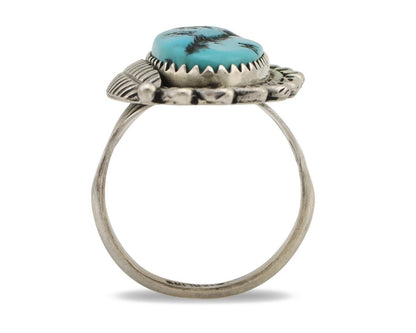 Navajo Ring .925 Silver Sleeping Beauty Turquoise Native American Artist C.80's